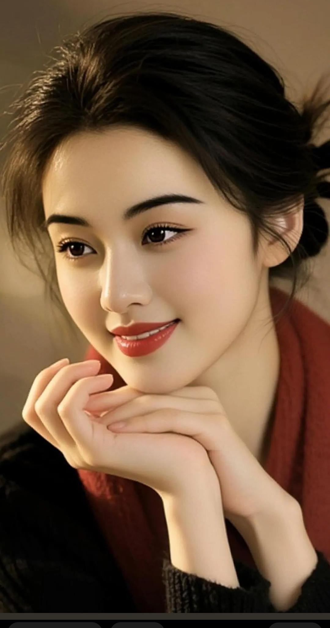 甜美笑容，温柔眼眸，冬日暖阳下的迷人少女。美女人像群高雅气质美女