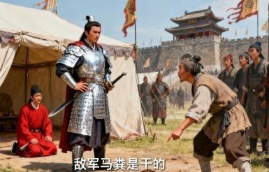 岳飞攻打朱仙镇久攻不下，怒火中烧想斩先锋，一个伙夫说：元帅，敌军的马粪是干的！岳