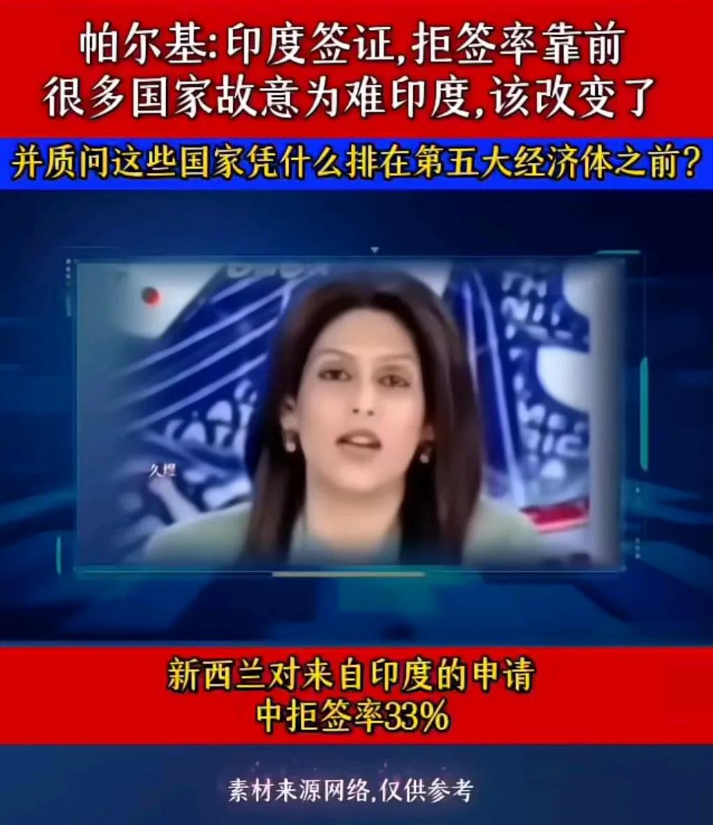 甲亢姐帕尔基怒了，印度人签证拒签率靠前，其中新西兰对印度拒签率最高，达到33%，