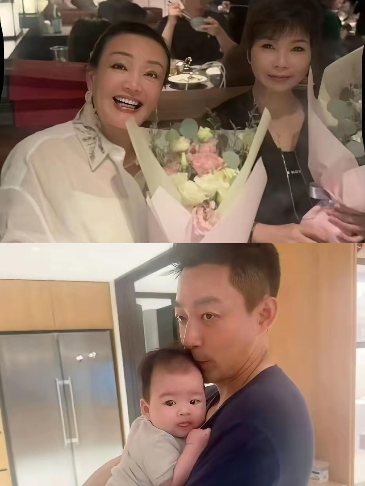 筱梅晒全家福太甜了！小菲抱汪宝正脸超温馨，两亲家同框笑容太治愈！三个月的小汪宝胖