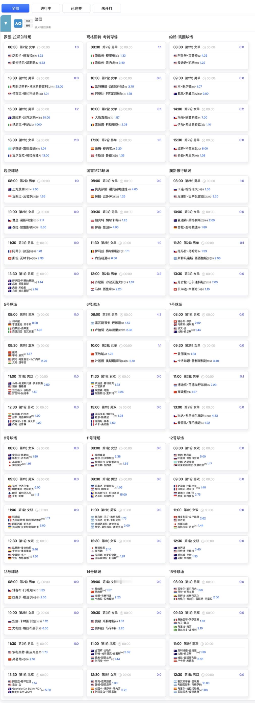 【澳网2026第5️⃣比赛日赛程（1月22日）】🇨🇳中国力量6号球场第二场