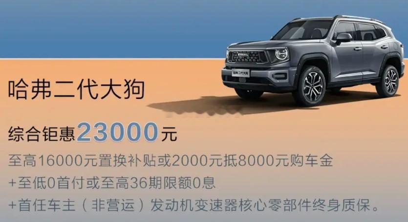 这是哈弗大狗2024年的优惠海报，如今这车优惠多少啊？？？海阔试车超话