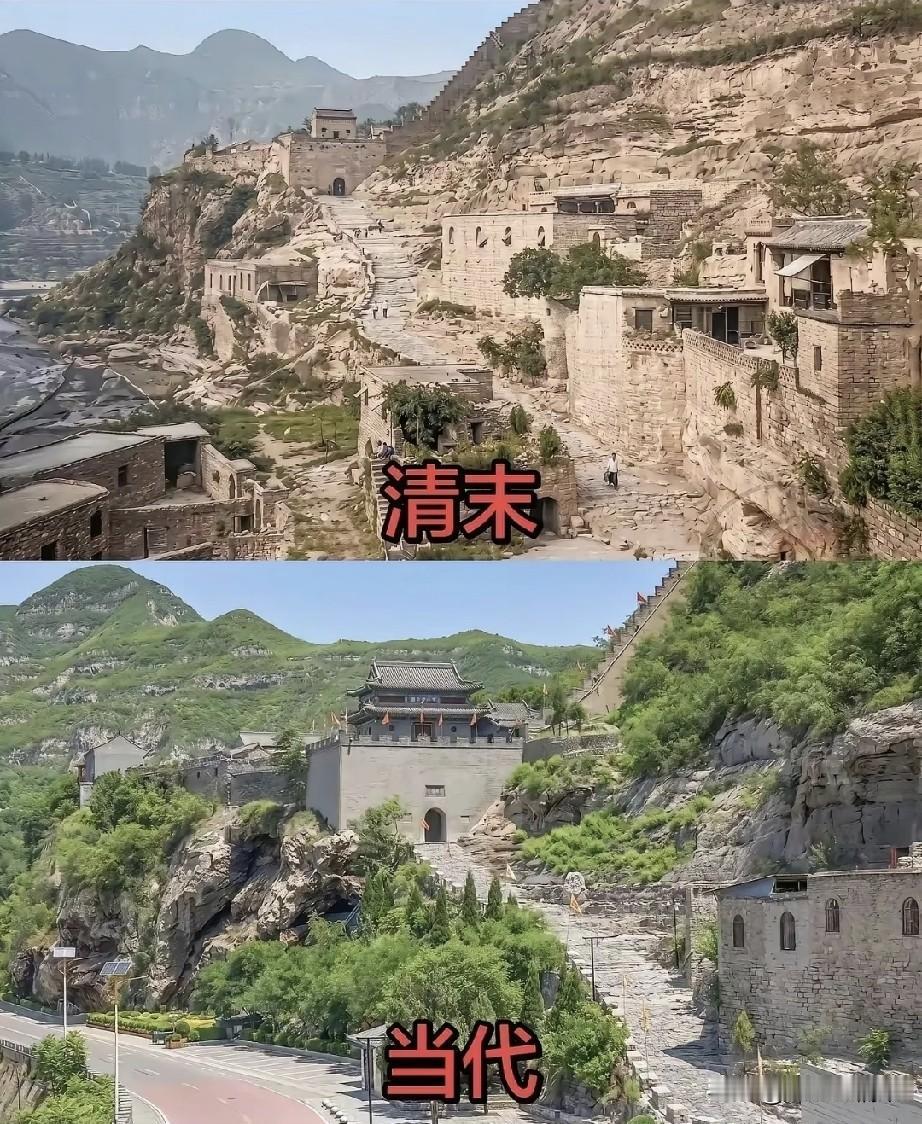 这变化还是非常大的，现代画面里的建筑人工重建太明显了。不说的别的就那个城楼，曾