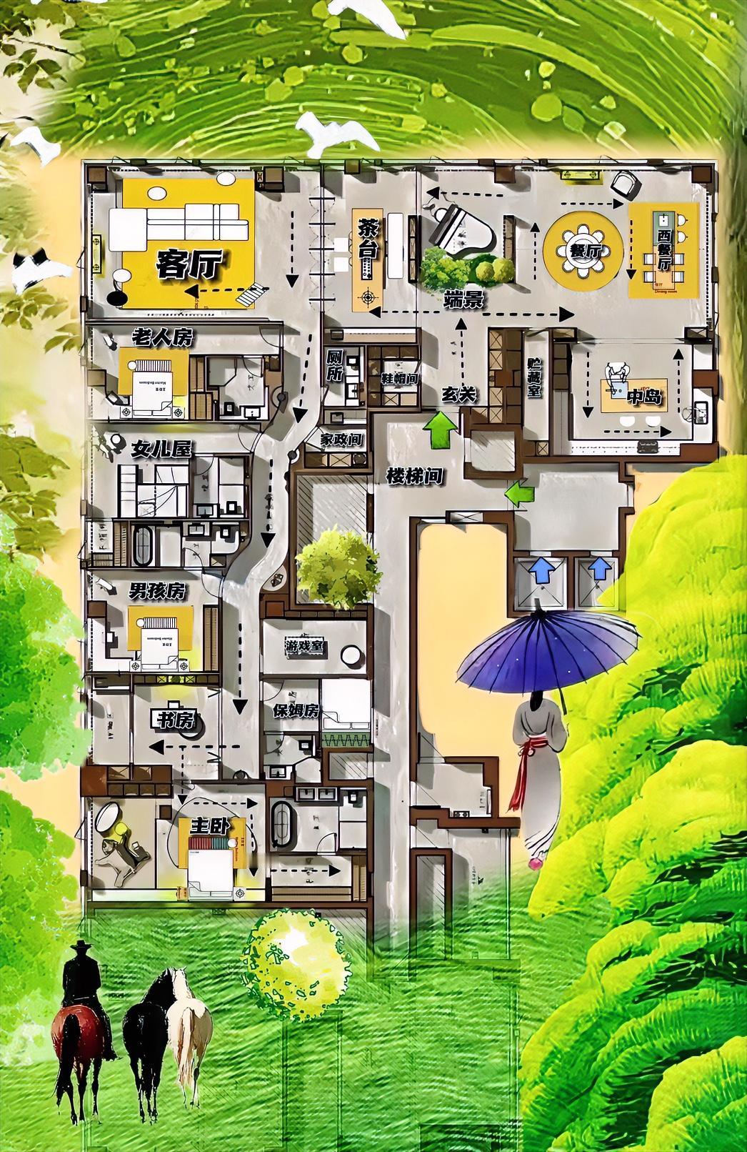 你瞧，有这样内涵，有内核的布局，咋会失败啊？475㎡这个户型，值得你去崇拜的房子