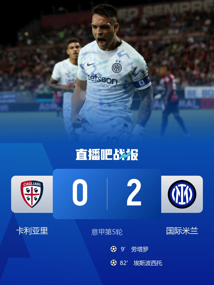 两连胜! 国米2-0卡利亚里 劳塔罗头球闪击恰20中柱埃斯波西托破门