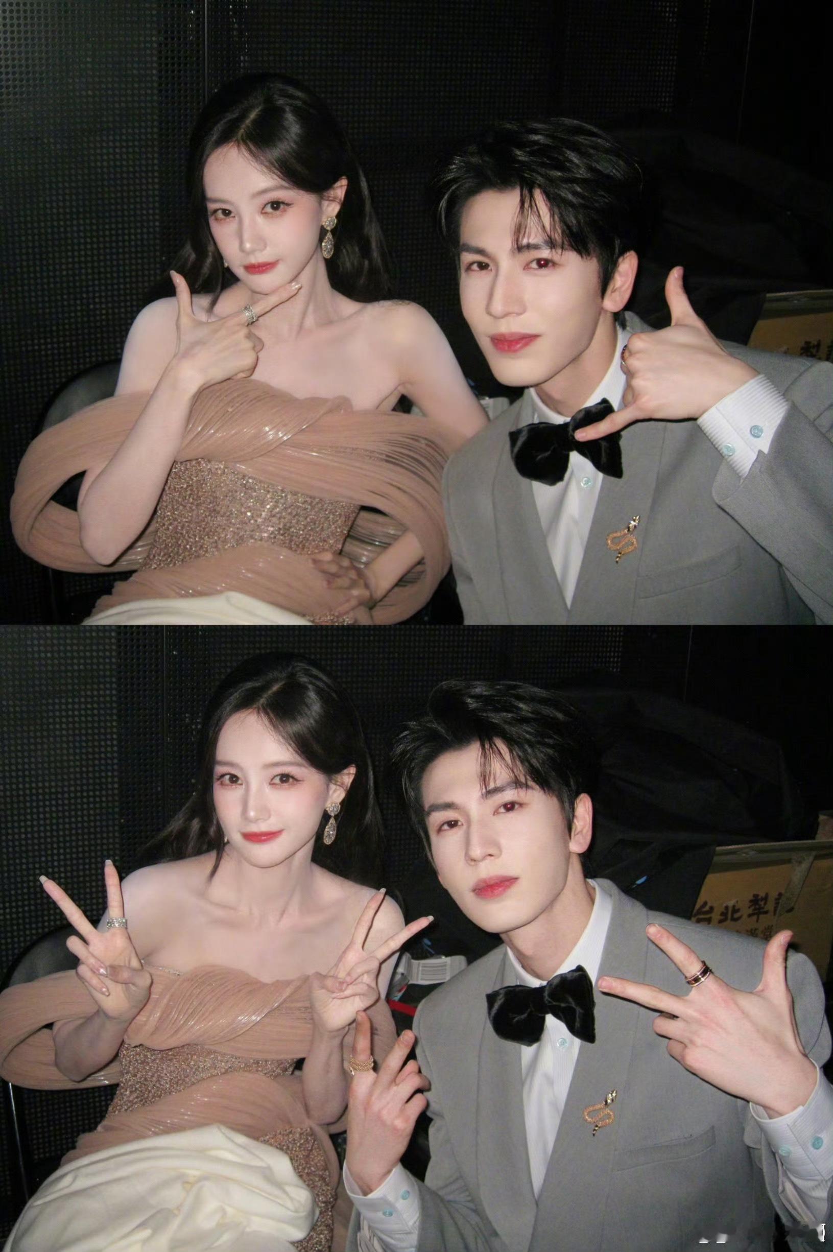 李一桐文咏珊合影谁懂！两大美女同框氛围感直接拉满李一桐一袭裸色礼服温柔灵动，眉