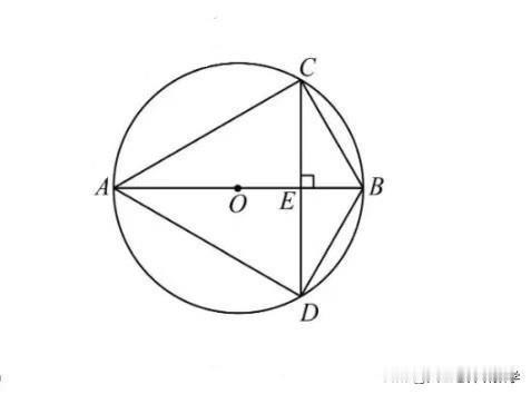 中考数学必刷题，几何题：如图所示，CD为圆O的弦，直径AB⊥CD，垂足为E，若