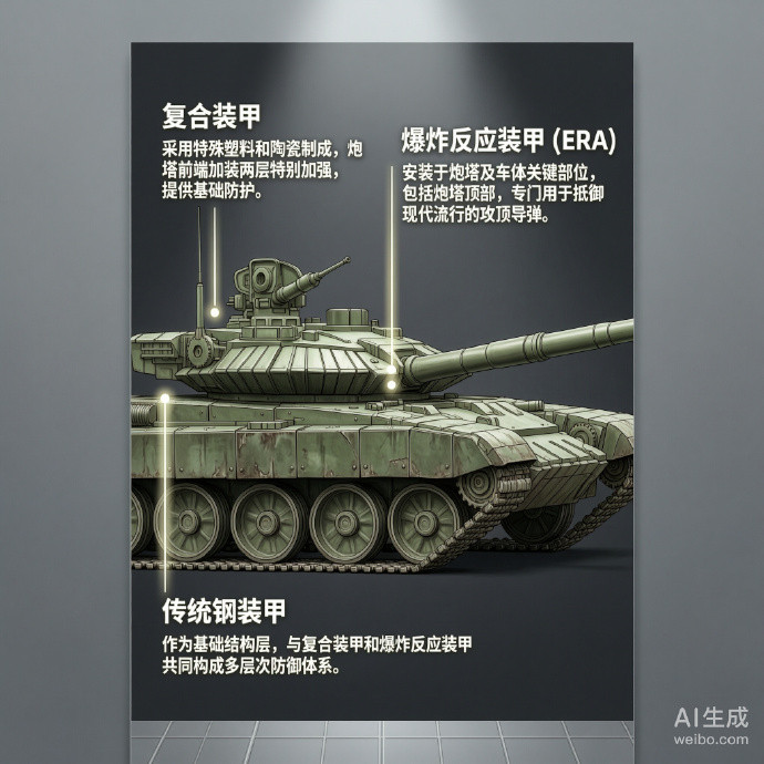 #军事ai新视野#俄罗斯T-90主战坦克`T-90坦克是俄罗斯于20世纪90年代研制的新型主战坦克，