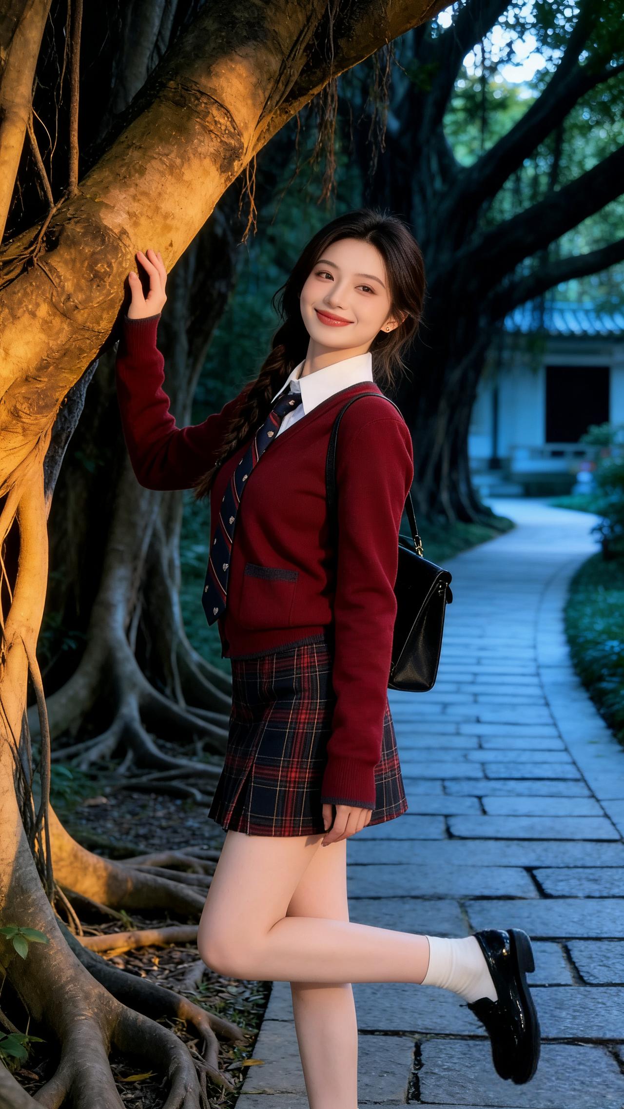 穿搭学院风穿搭格子裙甜美女孩校园风