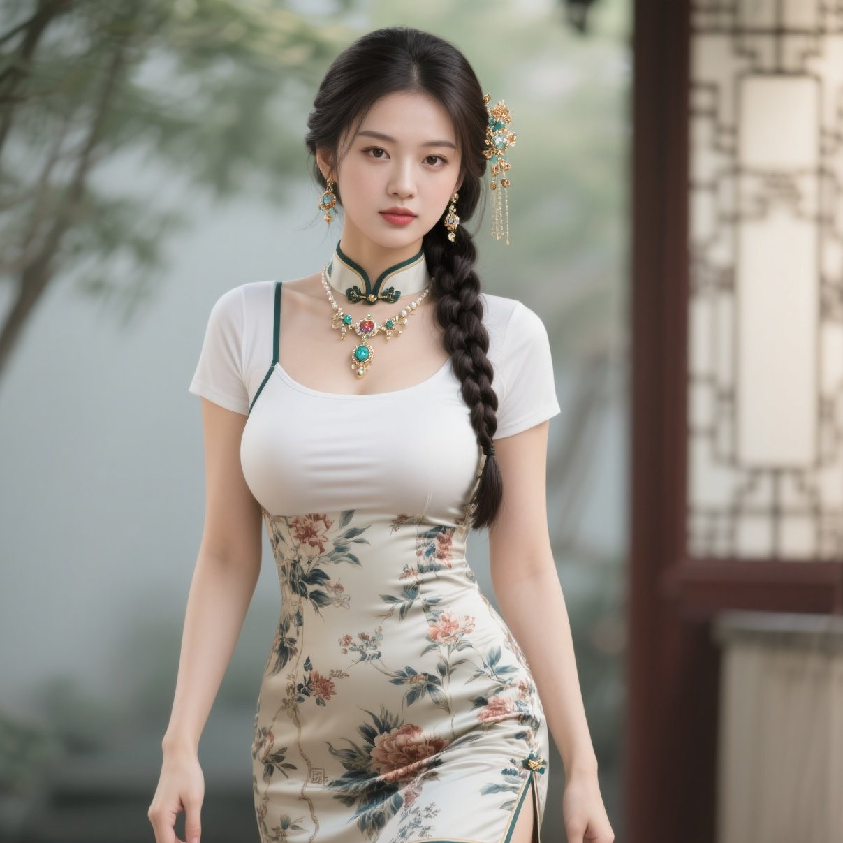 娇俏旗袍衬红妆，丰腴体态最风光