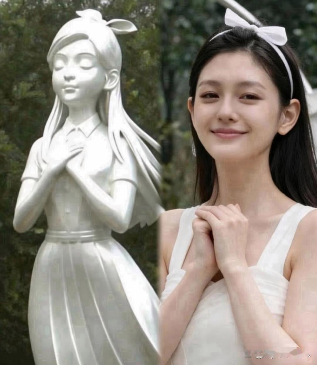 同样是雕像，第一张是大S，第二张是李玟。大s的是具俊晔设计的，李玟的是专业人士设计的。大S的是汉白玉