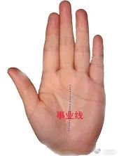 手把手教你一分钟学会看手相五、事业线事业线，是从手掌底部往上升的纹，有的人可以直