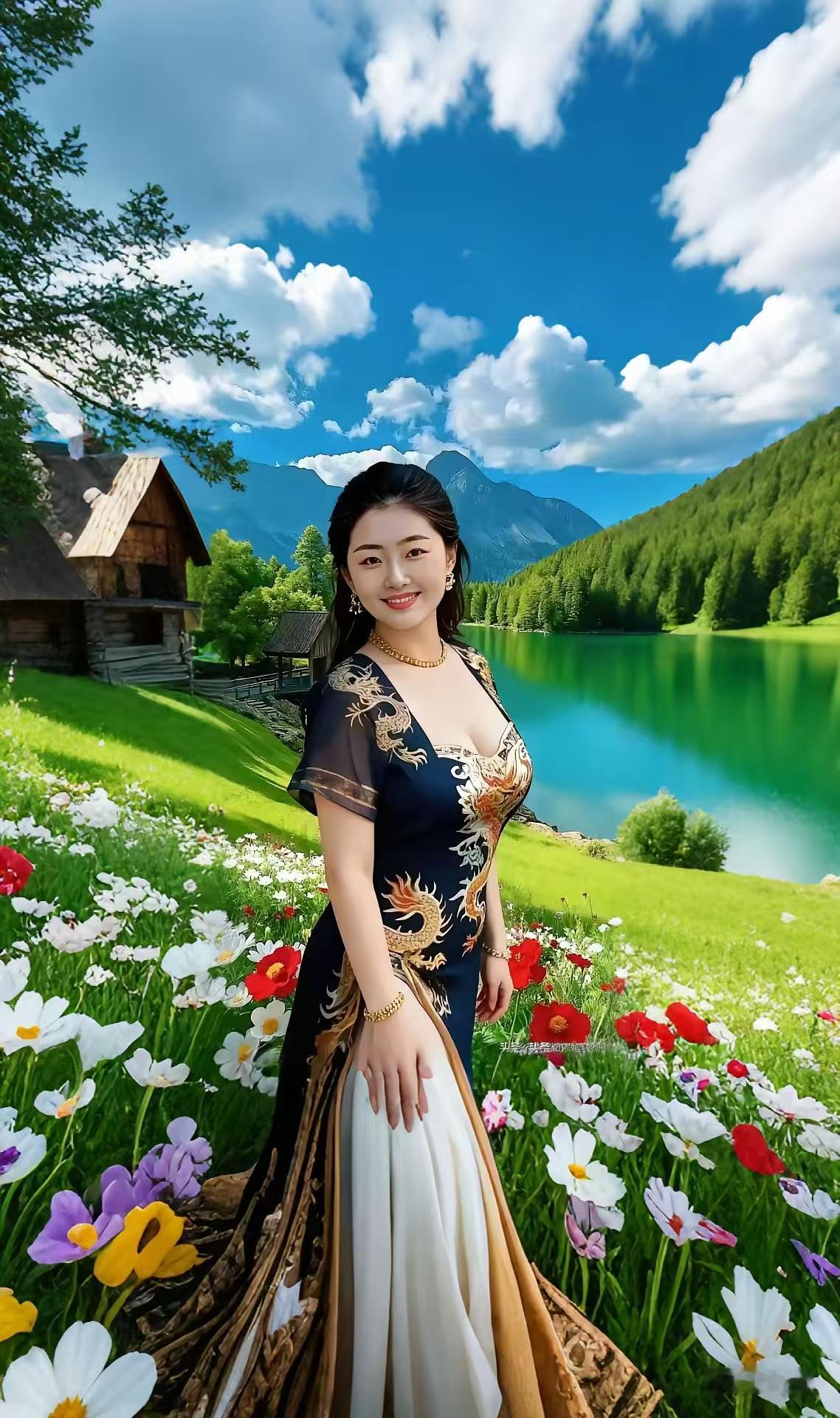 清江引·假日闲览山水间闲倚青山观秀甸，丽景盈眸遍。蝶翩逐馥鲜，燕舞迎春晏