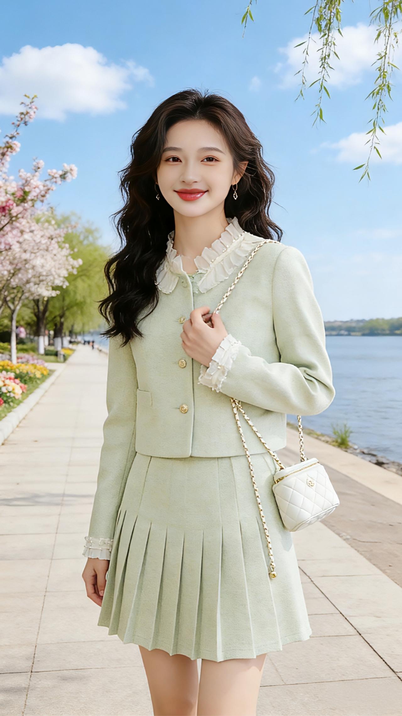 早春穿搭晒出我的色环穿搭秀速码春日少女感穿搭春夏裙子搭配公式法式套装