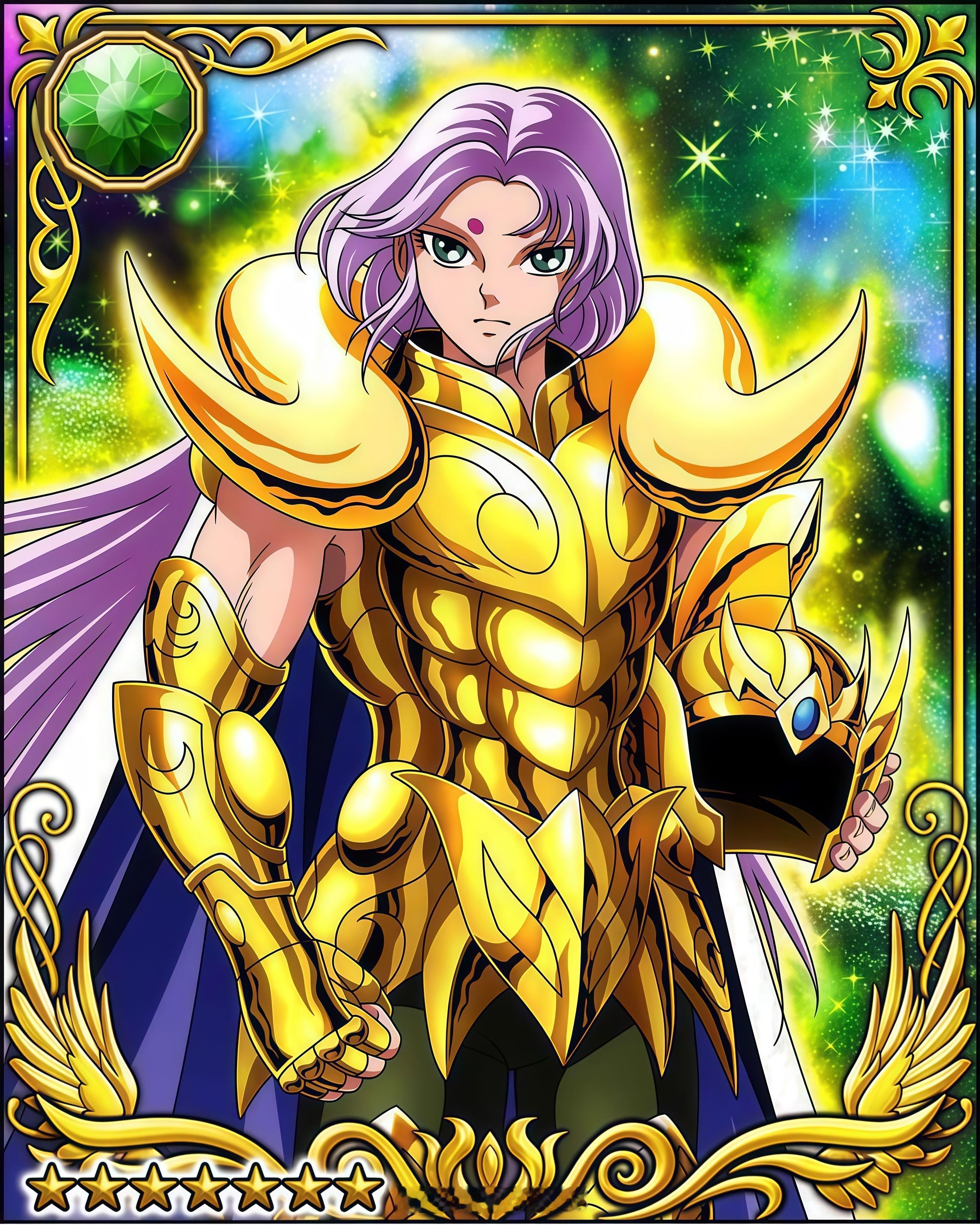 圣斗士星矢十二黄金全员手持头盔系列卡牌！封印颜值的东西，没事的时候当然是赶紧摘下