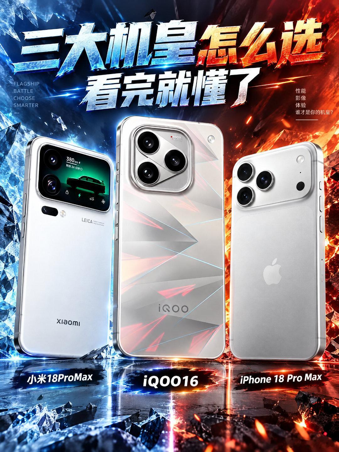 果酷米旗舰，看这里不纠结iPhone18ProMax、iQOO16和小米18ProMax三款旗舰最近