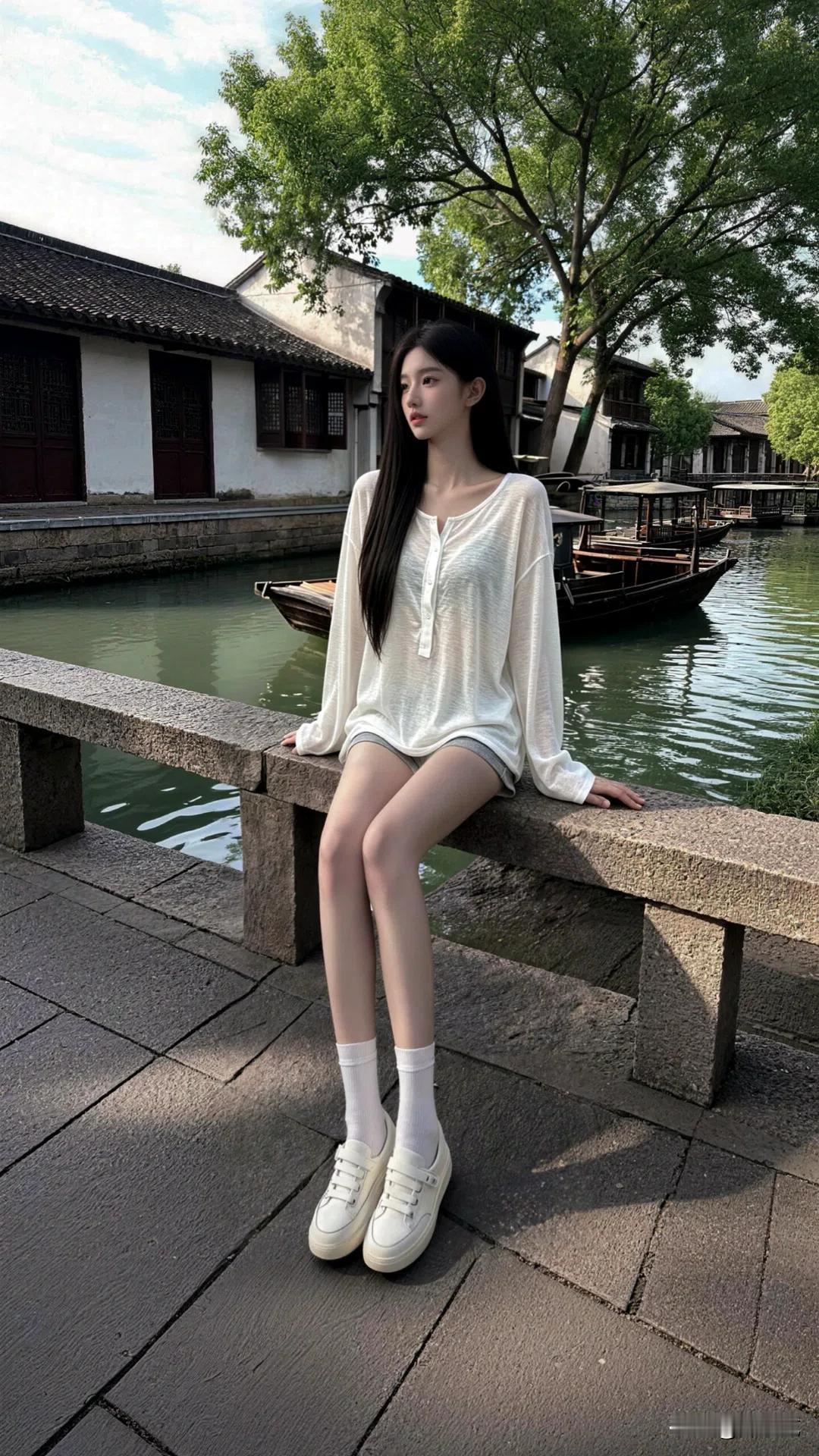河水缓缓漫过古镇老树撑开满枝青绿光影落在青石板上不赶时间只感受江南的慢