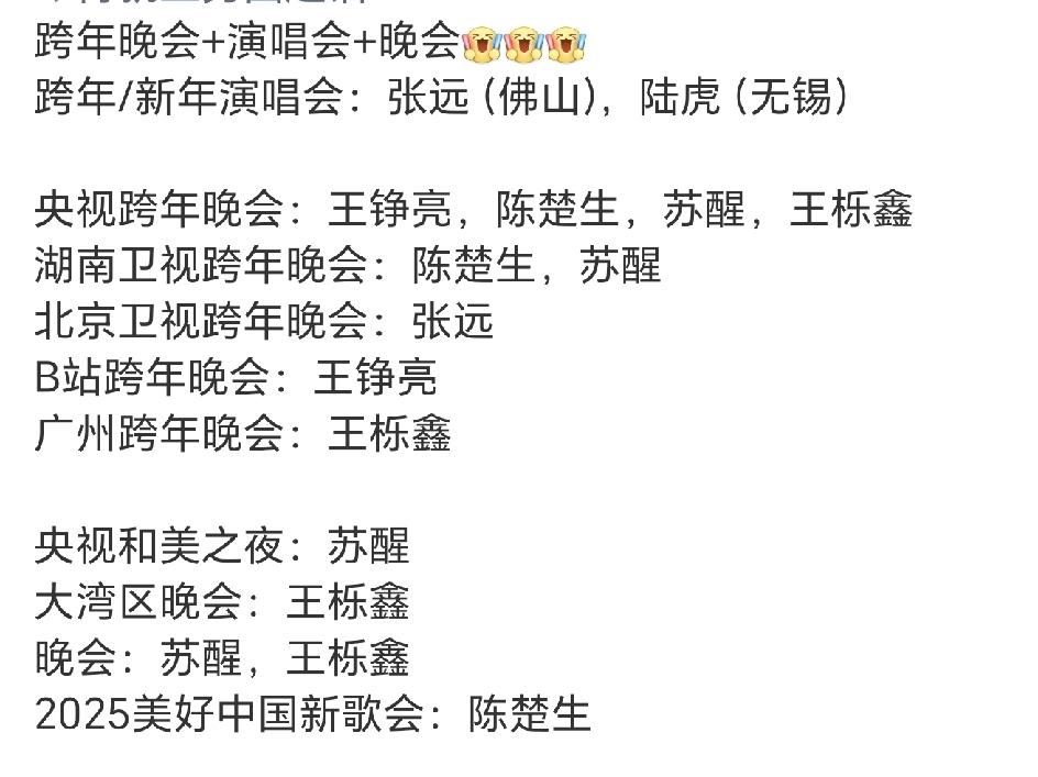 这是再就业兄弟跨年的足迹吗？还真的是遍地开花，满天星星闪烁！两个在湖南卫视的