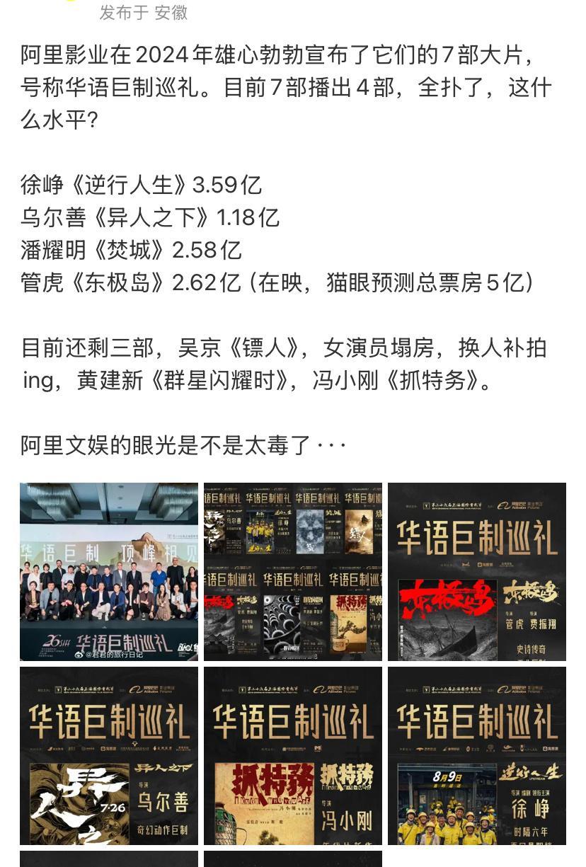 很多人真的没头脑，跟风硬黑，阿里影业这几部华语巨制，已经上映的电影，《焚城》绝对