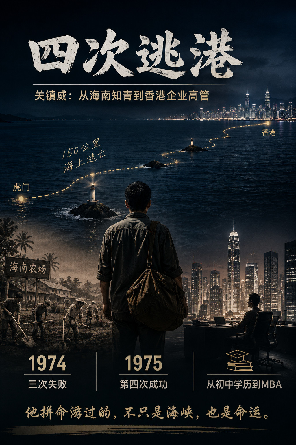 关镇威，从一位上世纪的广州逃港青年，成为香港一家建筑公司的总经理。TVB和凤凰卫