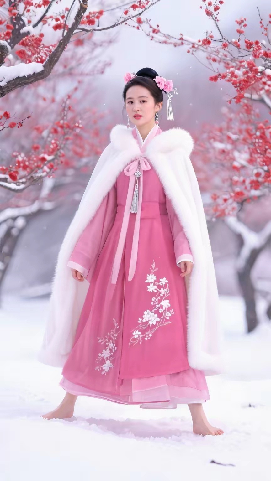 刘亦菲雪中踏梅堪称封神名场面，清冷温柔又自带诗意，不愧是内娱古装天花板。