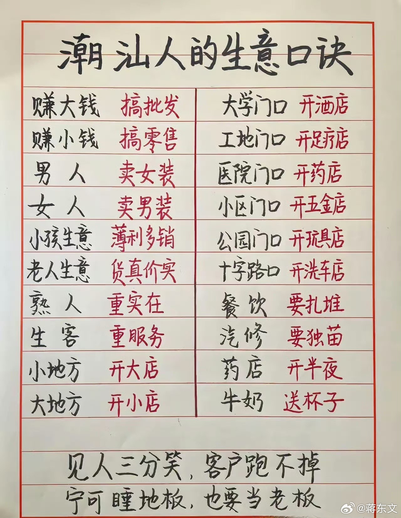 怪不得，潮汕人都那么会做生意，这“生意经”属实不错。​​​