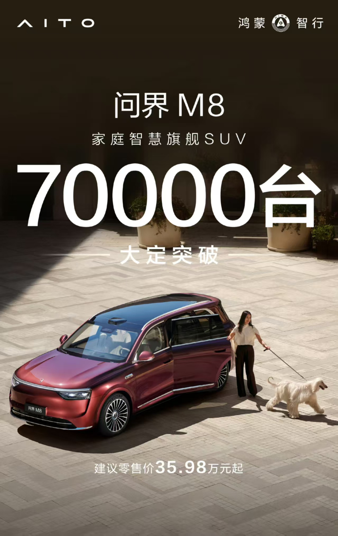 【鸿蒙智行：问界M8上市22天大定超7万台】5月8日，鸿蒙