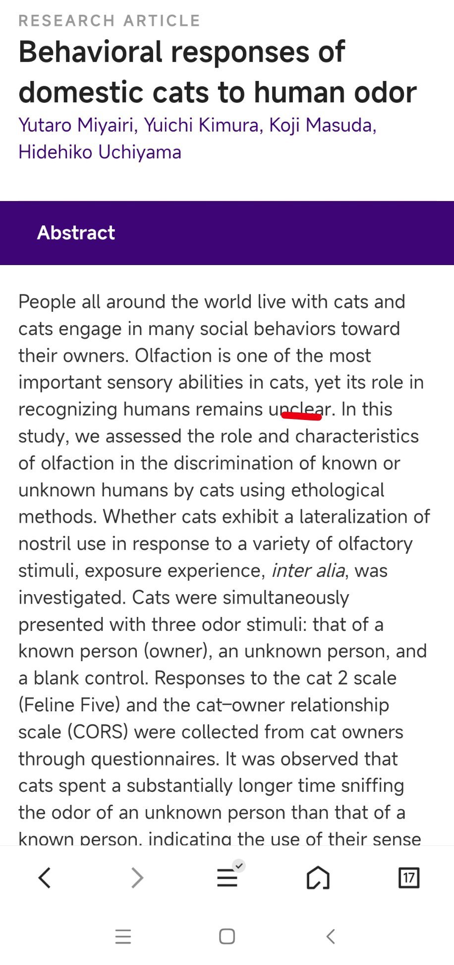 以前好奇猫猫能不能像狗狗一样记住主人，主人的面孔、主人的气味。现在知道了：猫猫确