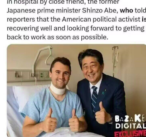 特朗普最重要的政治盟友查理·柯克被一枪击毙之后。有网友制作了他和安倍晋三会晤的