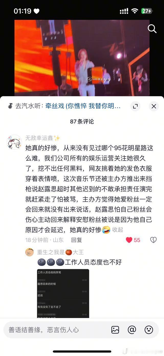 赵露思音乐节看看业内的评论再看看这乌烟瘴气的各种yxh​​​