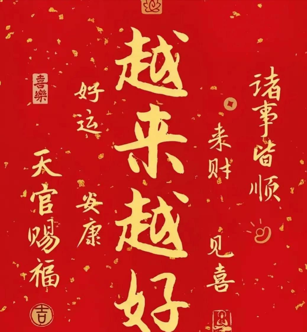 有福之人。留下一句“越来越好”。您和家人将会天官赐福。喜乐安康。越来越好。诸事皆