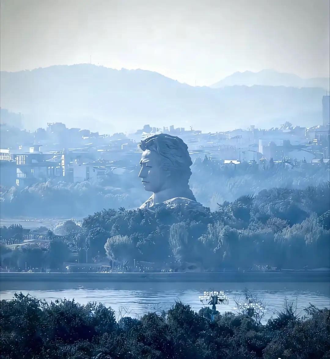 看照片，湖南长沙橘子洲头的毛主席雕塑太佩服设计师的设计能力和专业水平了无论从