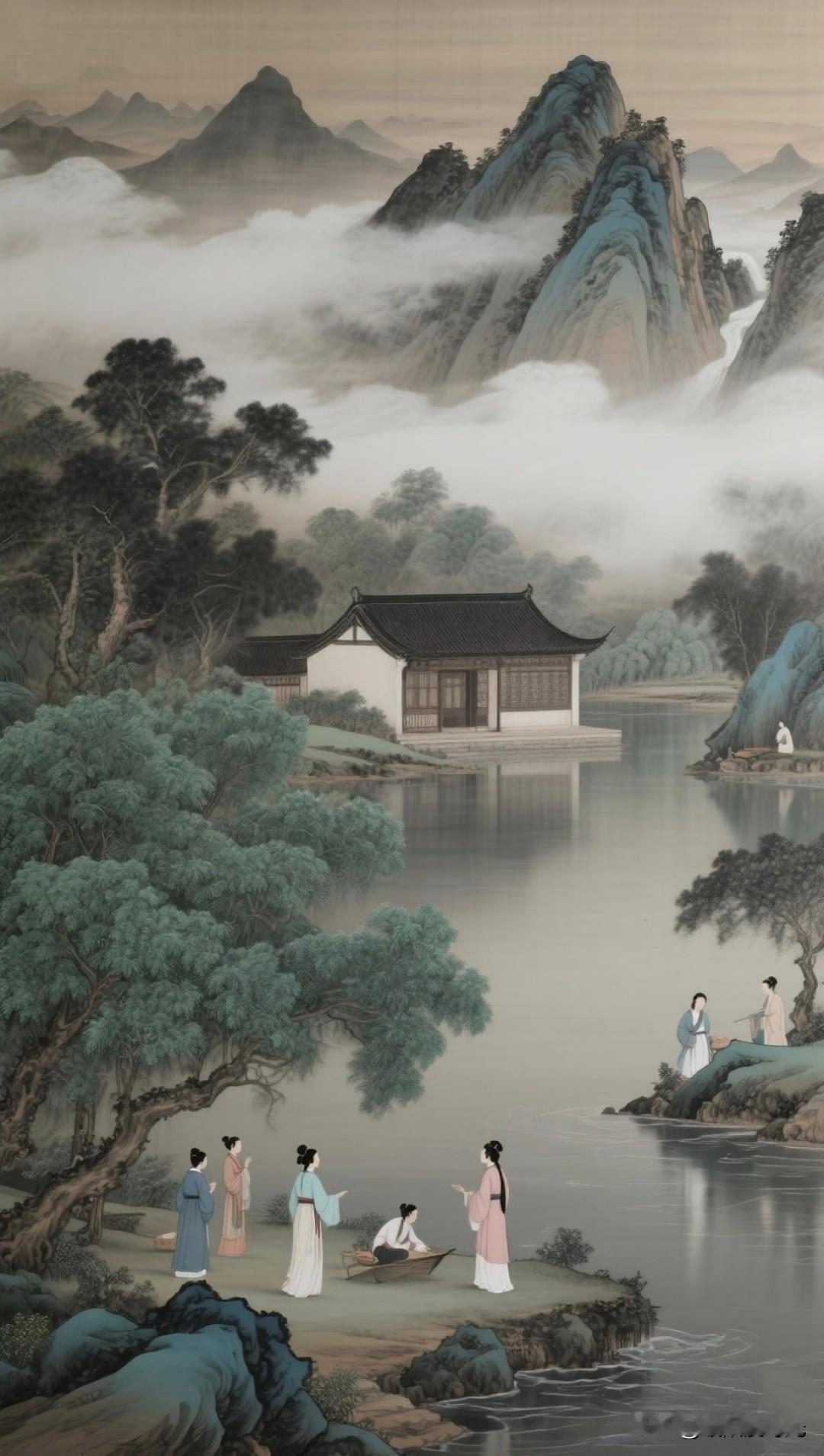 梦里桃源何处寻，古风画卷藏心田。美如画nKx国风插画分享意境山水画山水田园