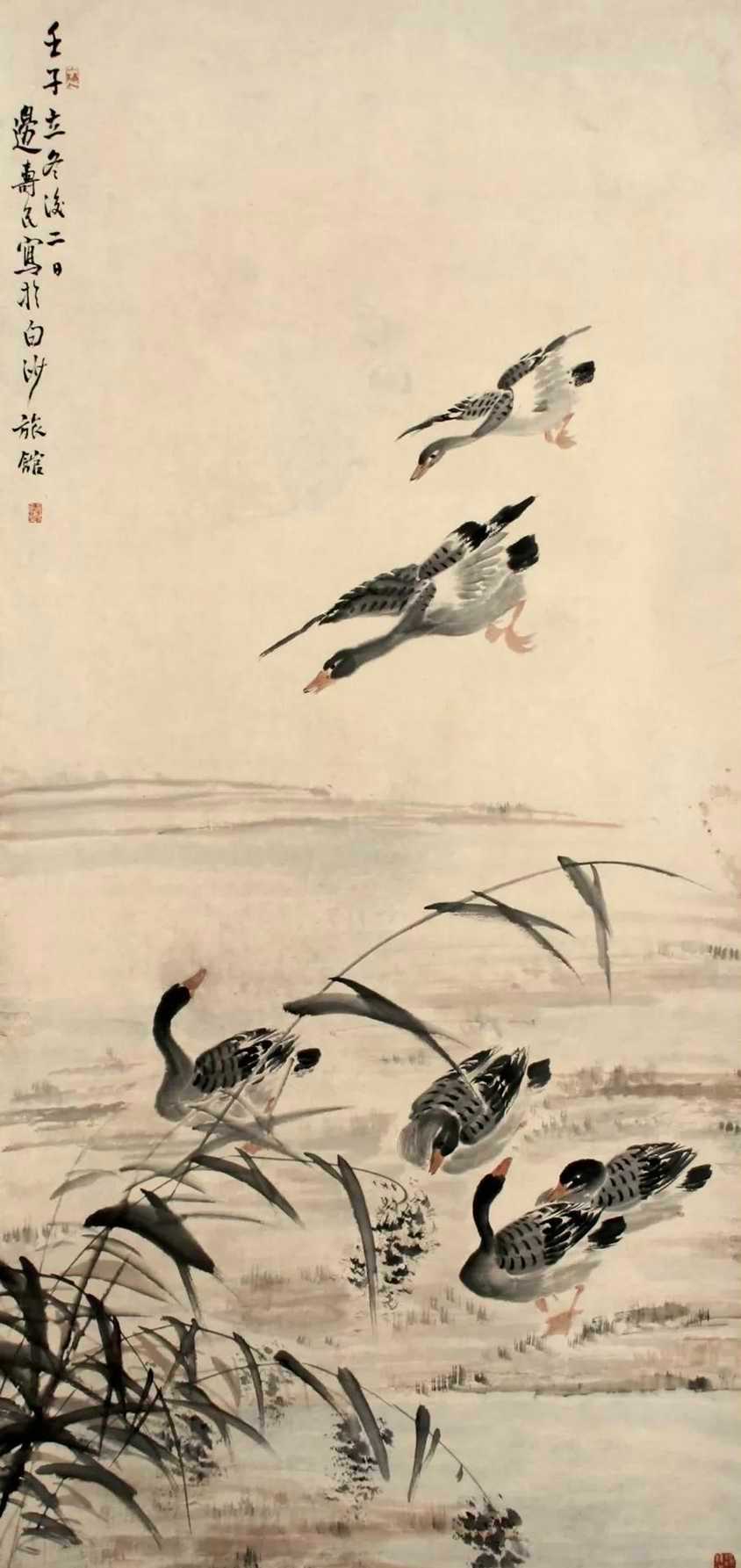 边寿民《芦雁》，原名维祺，字寿民，扬州八怪之一。少年时刻苦求学，21岁考取秀才