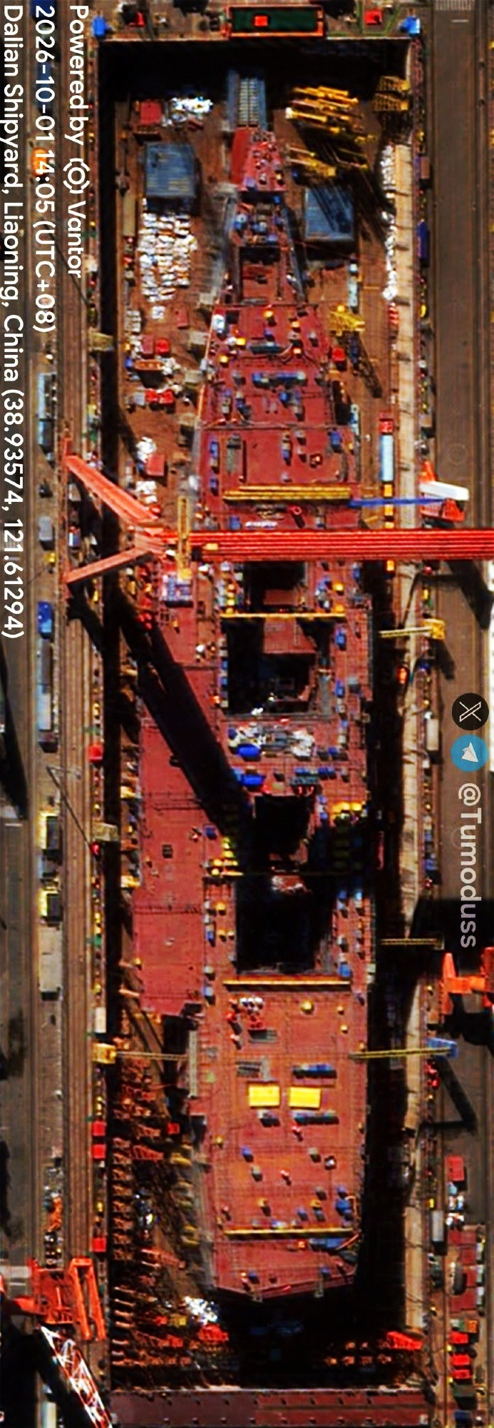 中国🇨🇳红大船10月1日的卫图。中国海军力量烽火问鼎计划中美军事力量​​​
