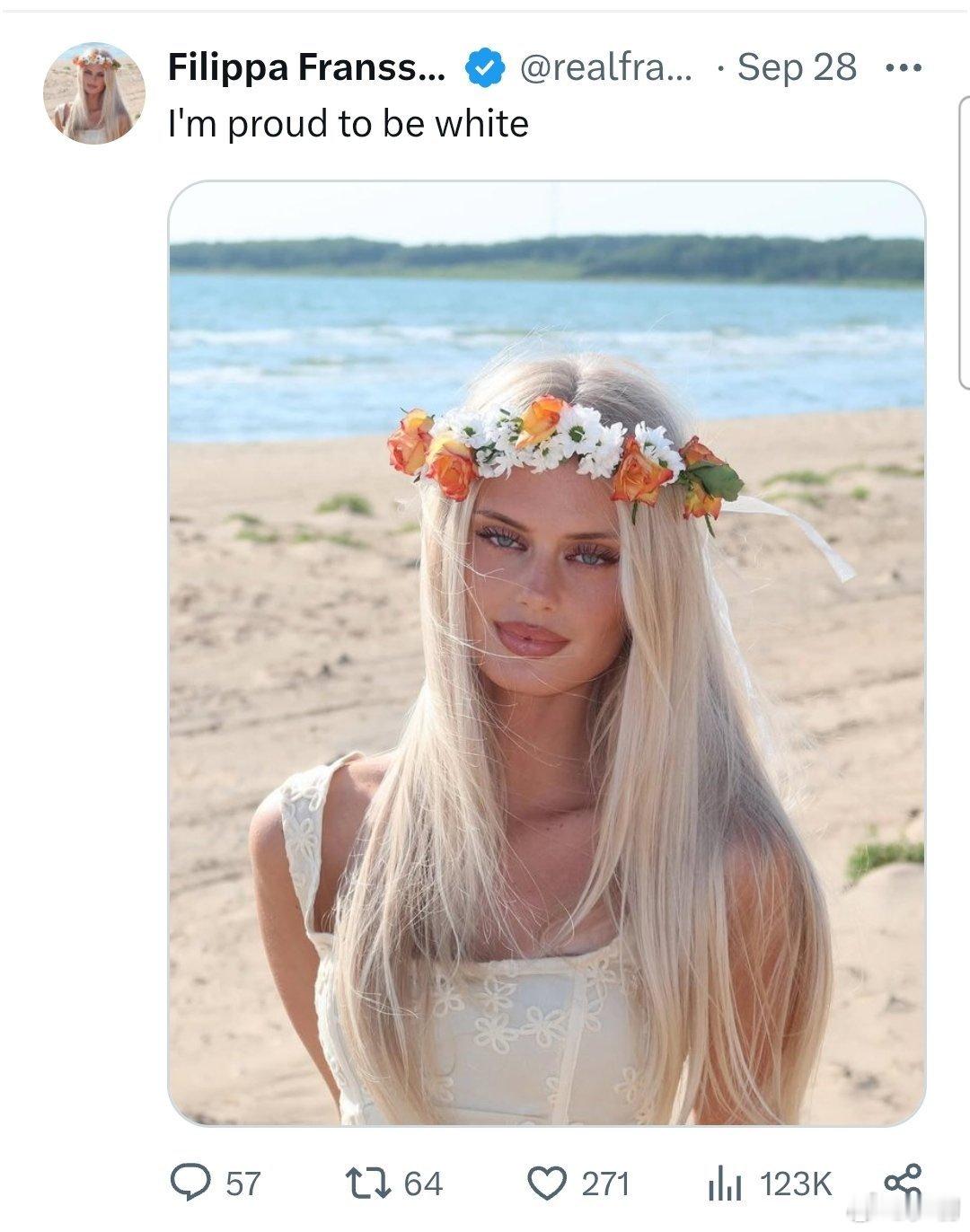 “我为自己是白人而感到自豪”-账户位于印度。跟国内的“精美”“精日”有一拼。