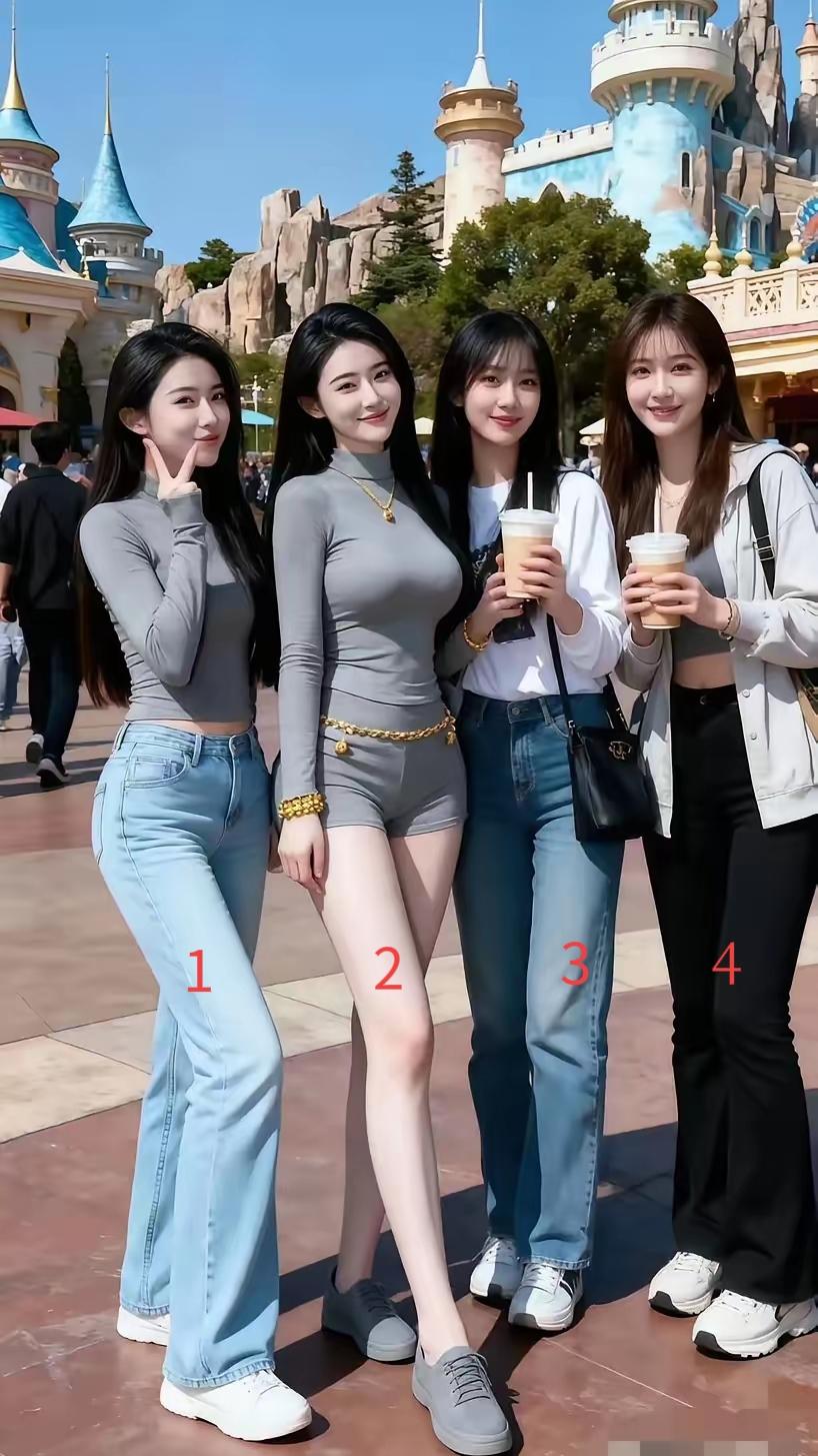 四位美女，2号身材太好了，我选2号做我的女友。