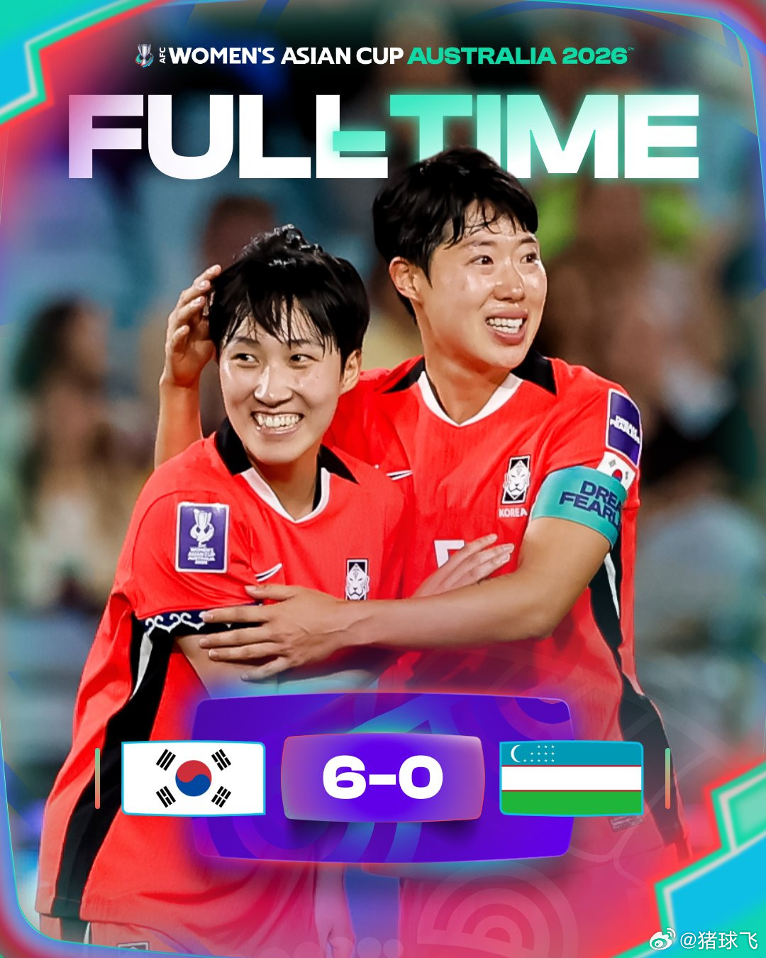 韩国女足6:0横扫乌兹别克斯坦，强势挺进亚洲杯四强并直通世界杯韩国女足在周六进行