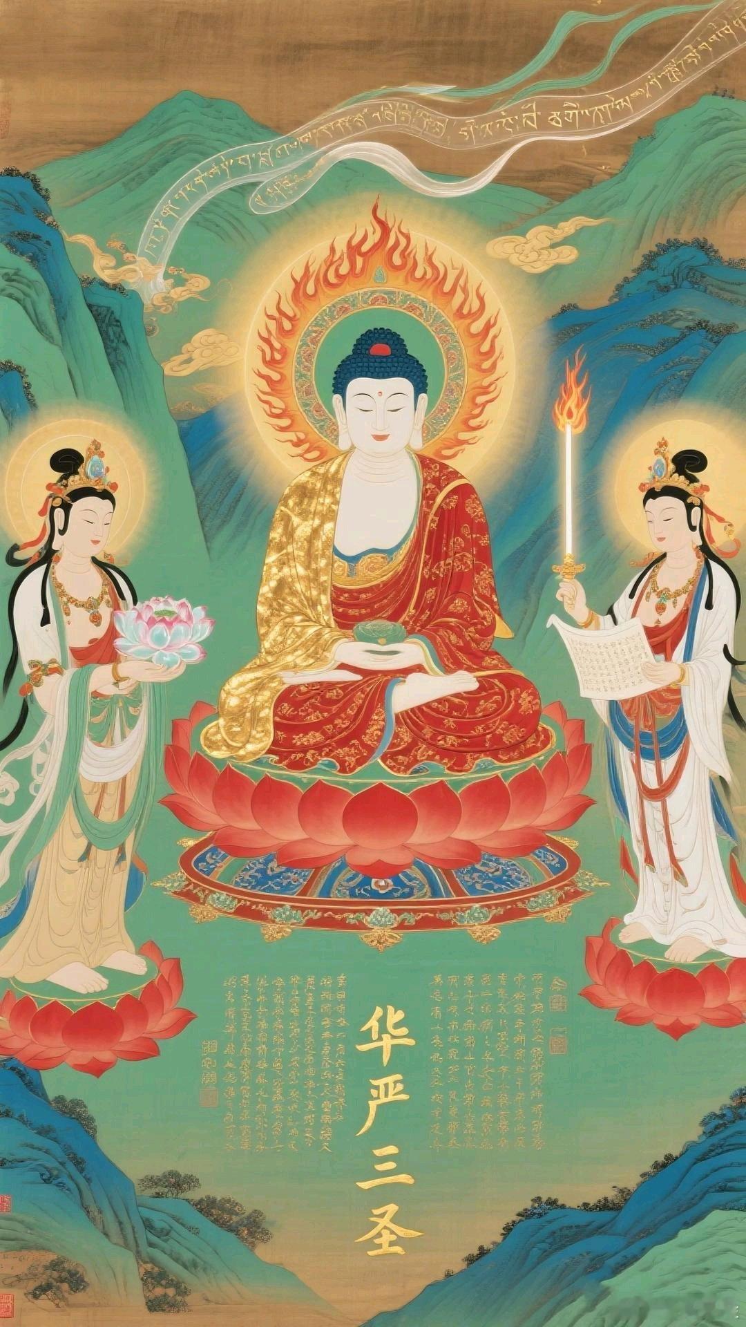 佛光普照慈悲为怀佛教严华三圣壁纸...见者转·赞～福运满盈！万事皆順！！​​