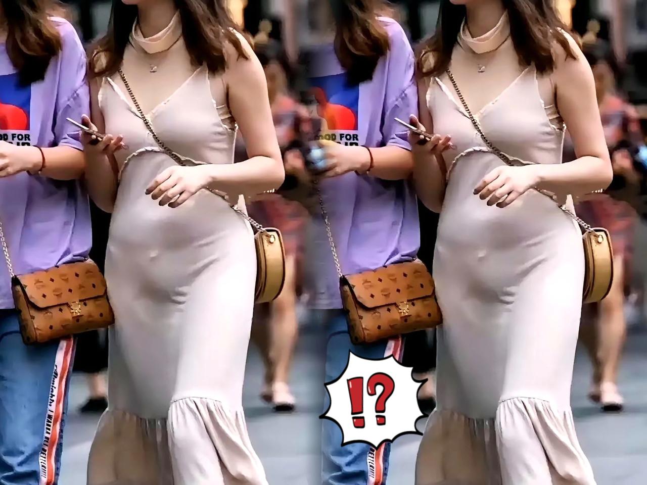 刚才刷到张图，直接给我看傻了！淑女范儿长裙看着挺体面，一转身好家伙，面