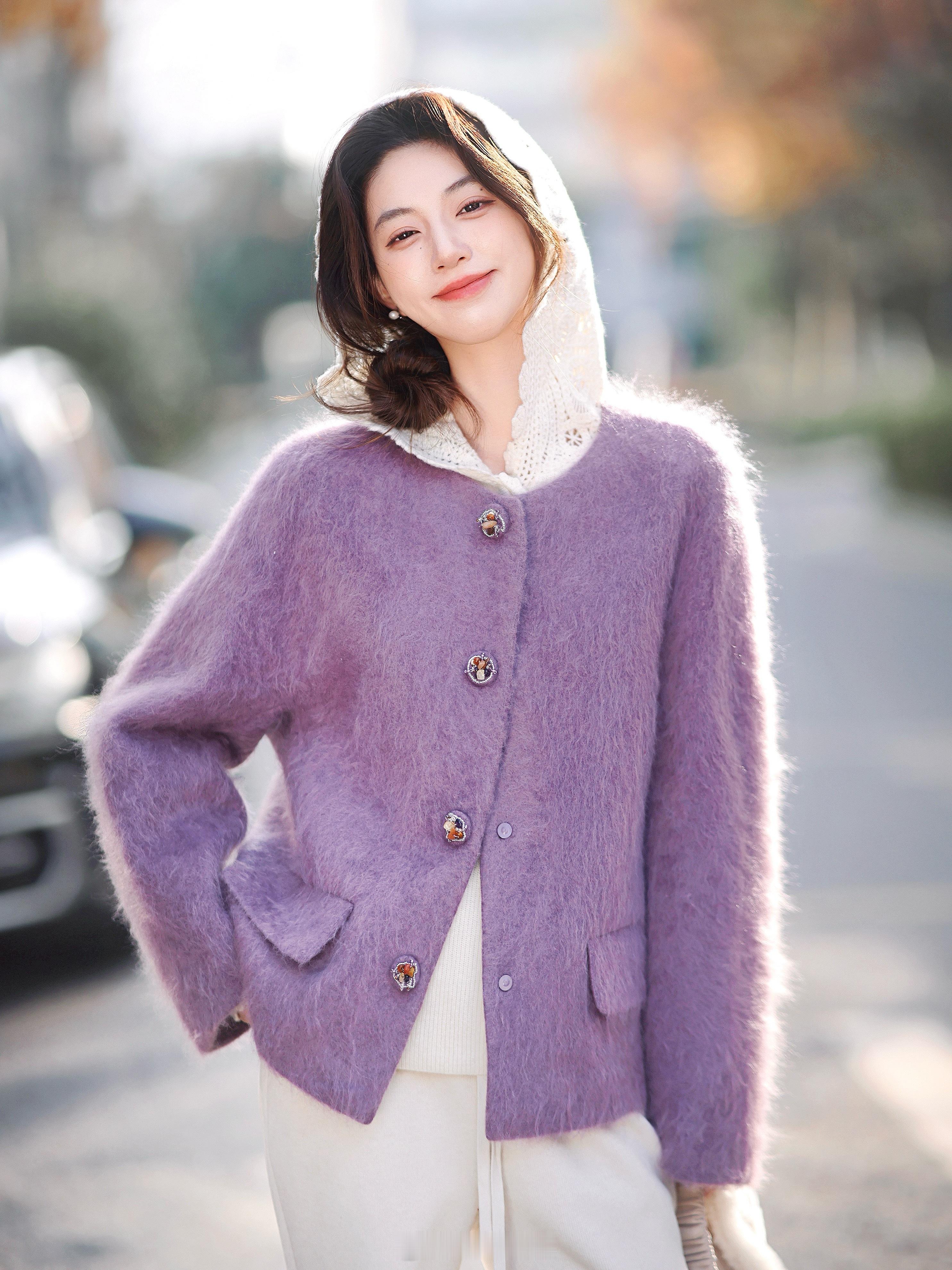 “紫微星”拉绒大衣真美到无法形容啊！羊毛+羊绒材质堪比皮草的光泽绒毛轻盈暖和这