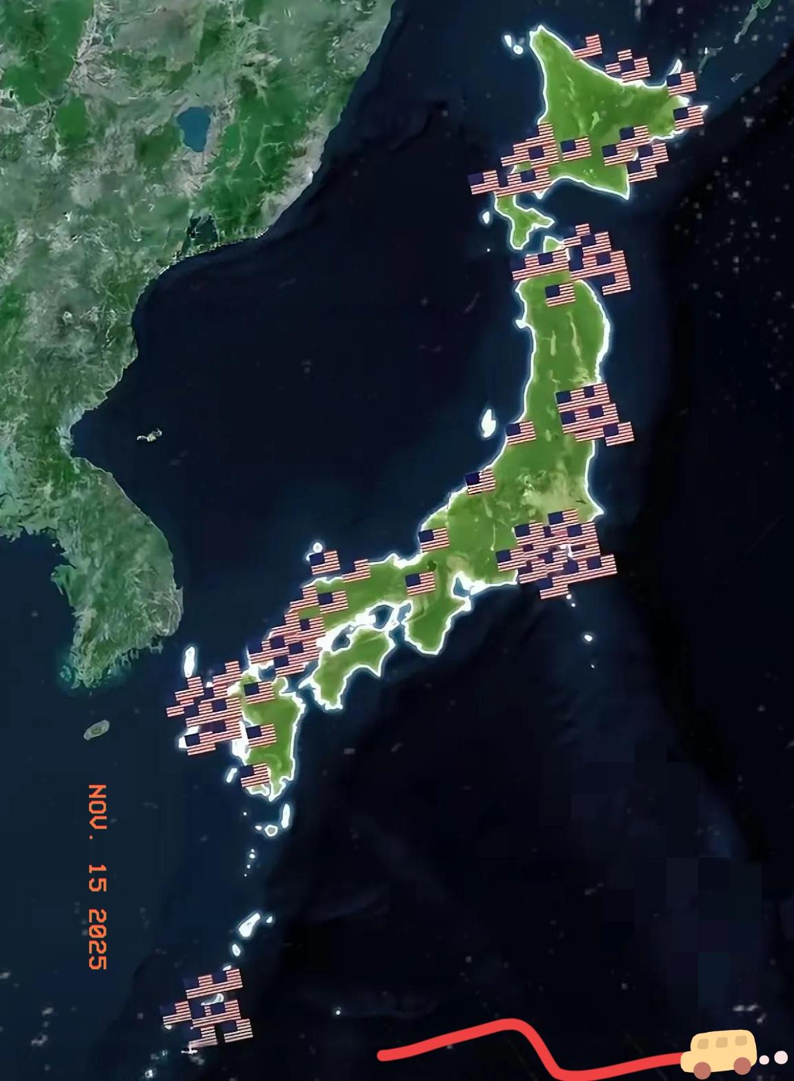 我天真的以为美国在日本只有一个军事基地，实际有100多个基地，地图上看密密麻麻的