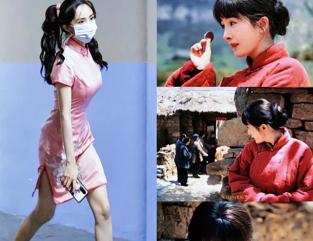 38岁杨幂，给所有女人来了下马威！1.发量，38岁杨幂扎双马尾，可她一