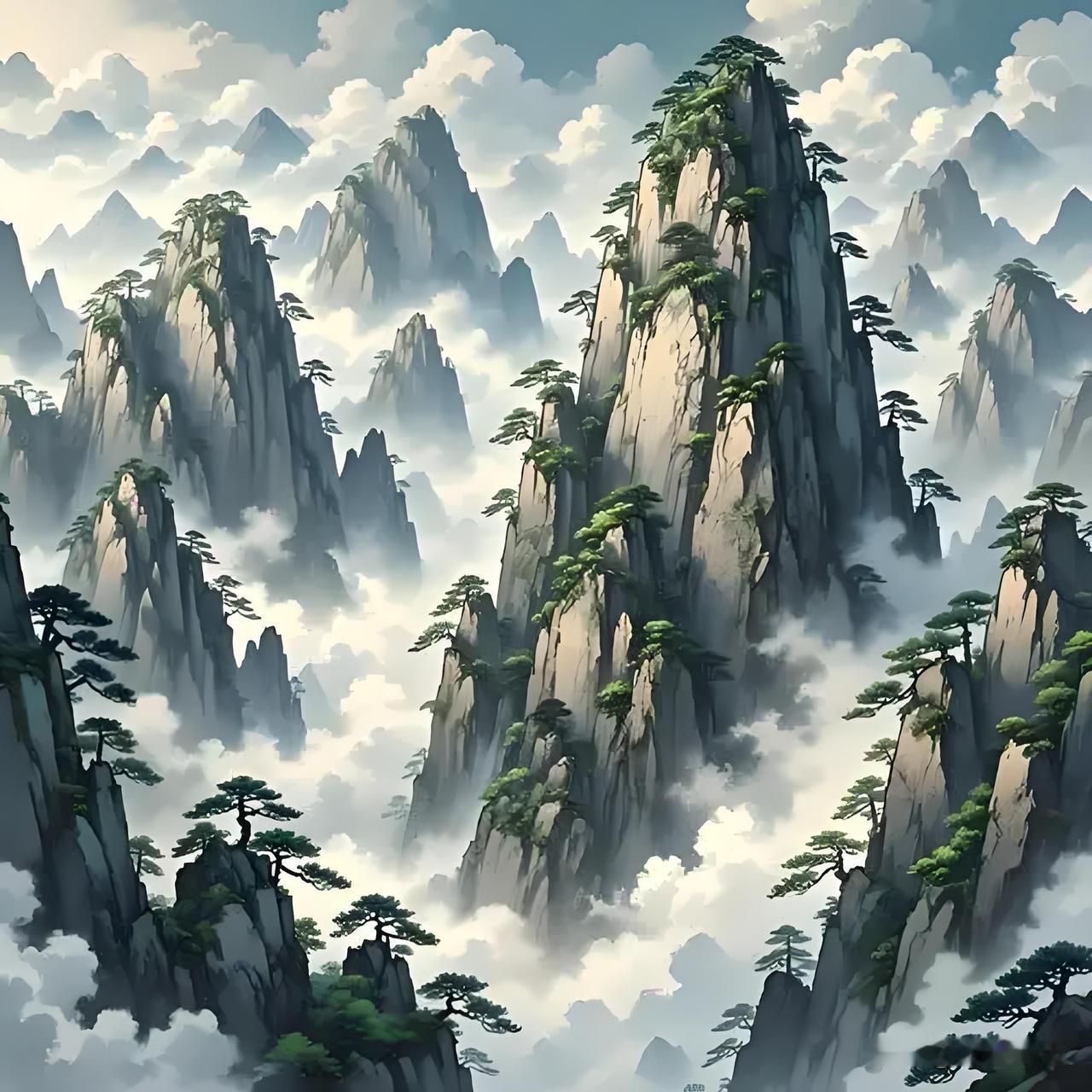 这一座座山峰仿佛是大自然雕刻的艺术品。令人叹为观止！云雾环绕的山峰、犹如人