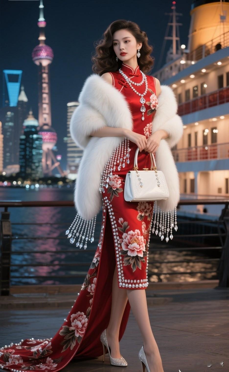 旗袍怎么样拍照有韵味真丝绣花旗袍