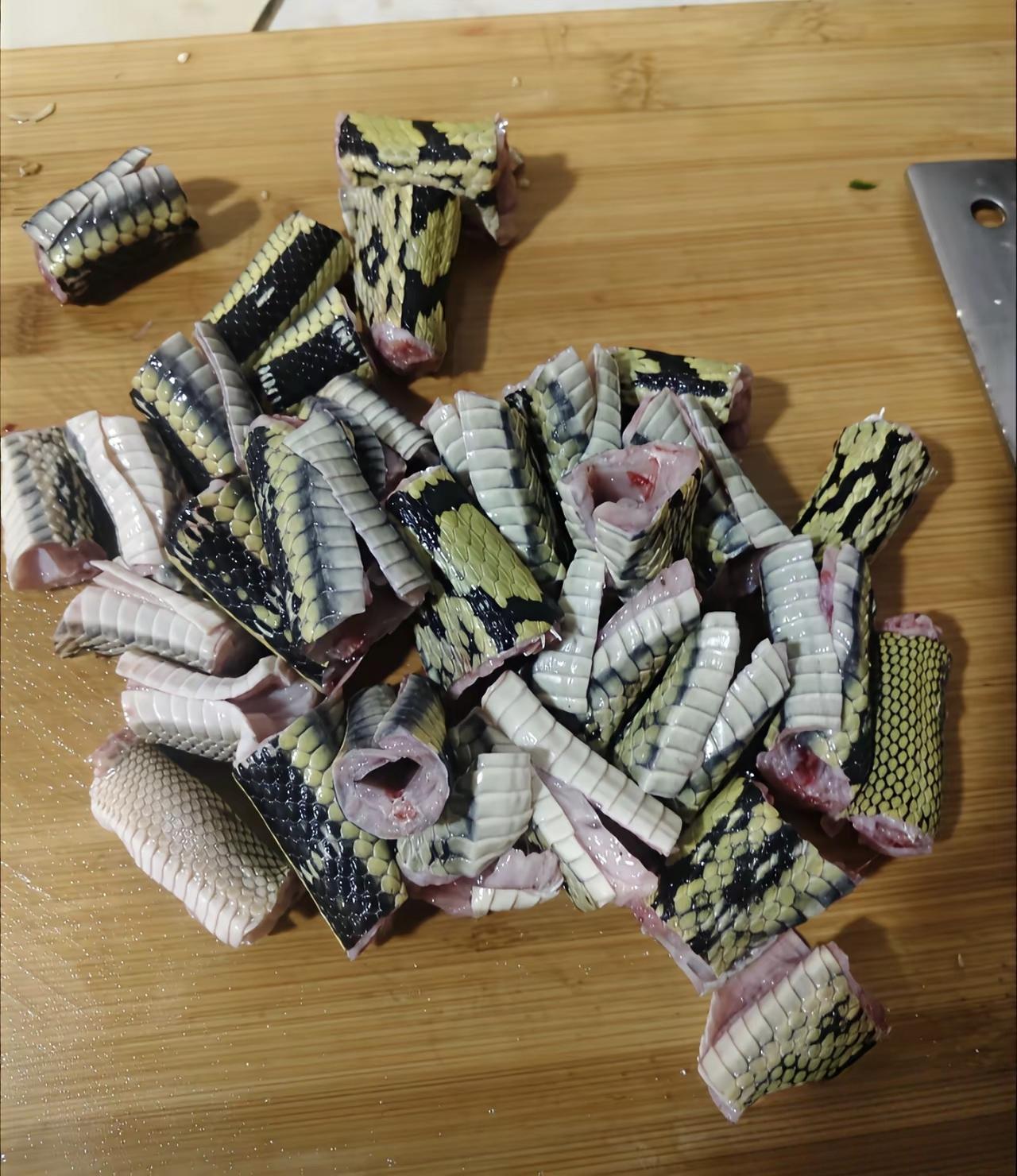 蛇肉真的好吃吗？手都被咬了还想着吃[捂脸哭]才给我吃我也不敢吃