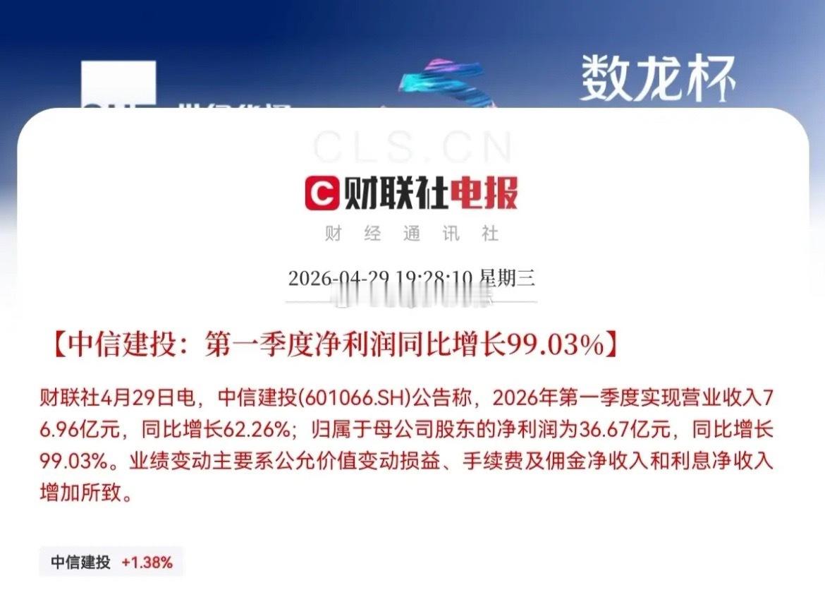 券商板块业绩爆发，即将迎来强势拉升券商板块晚间迎来重磅业绩潮，多家头部券商一季报