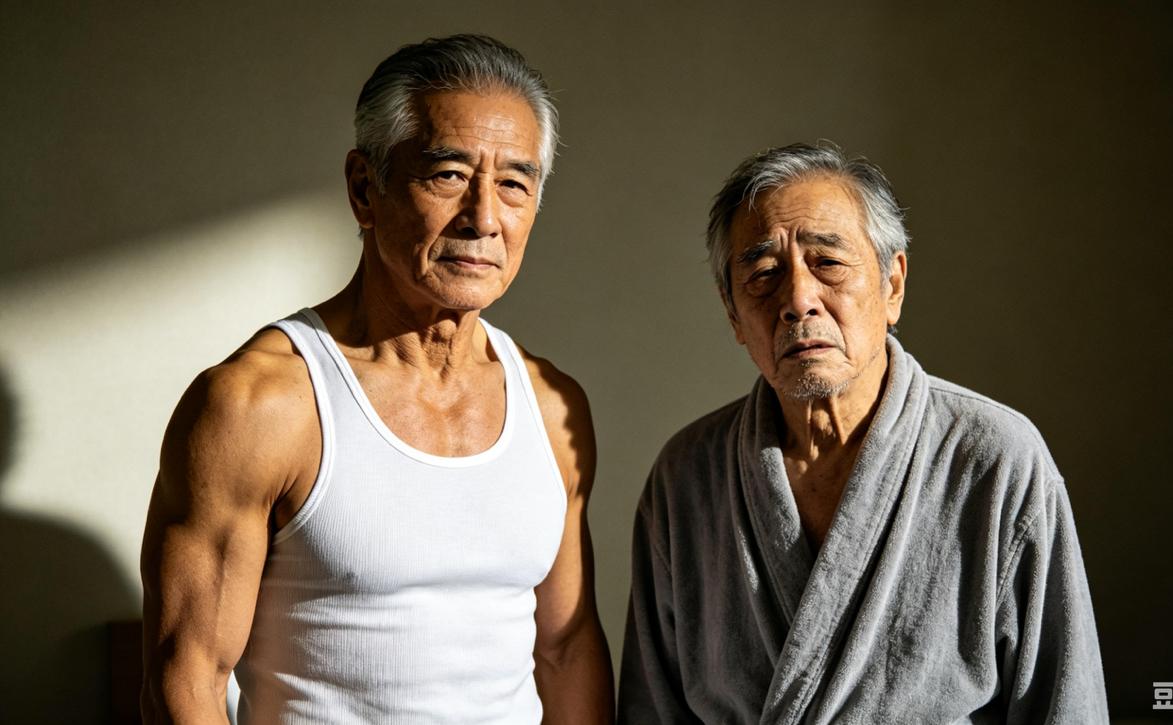 人老了拼的不是钱，是精气神，所以男人一定要练肌肉男人身上有没有肌肉，一辈子的