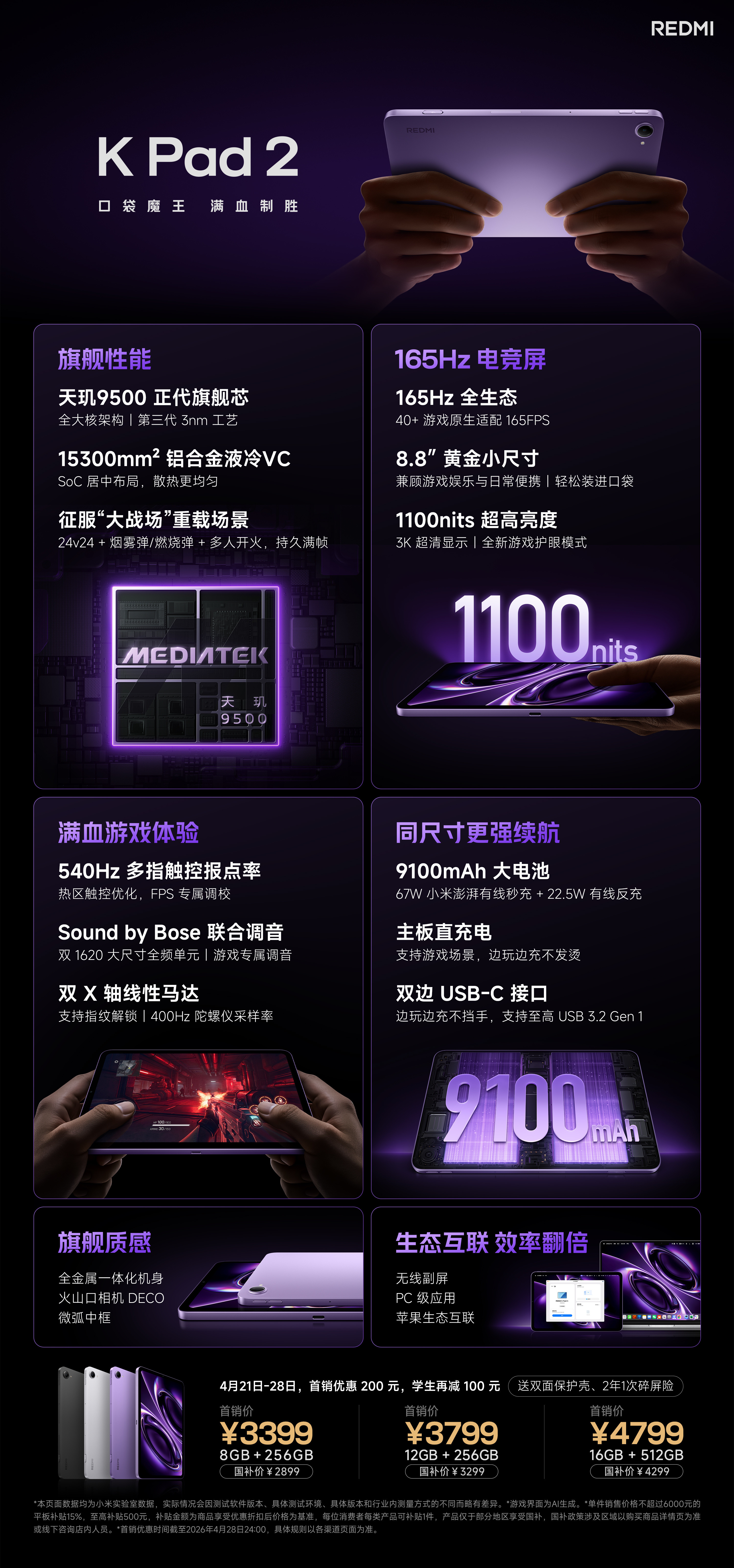 晚上REDMI这边除了K90Max，还有KPad2、Pad2Pro乐学版