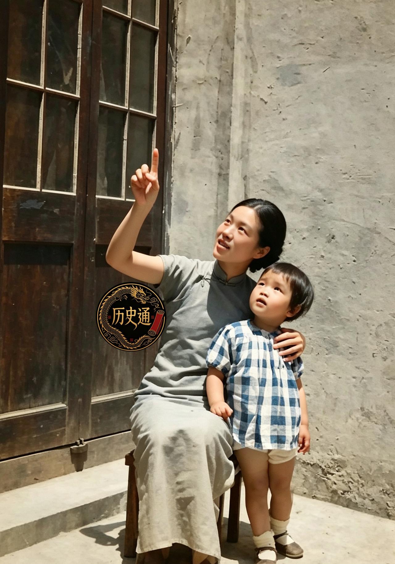 这是小时候的陈冲与母亲张安中在一起。二零二一年十二月的那个清晨，陈冲在微博写下